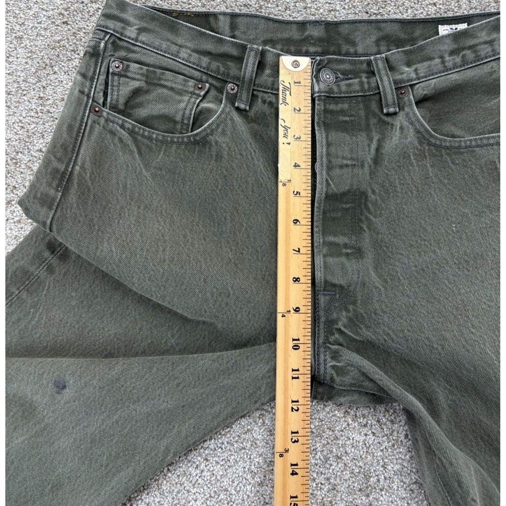 Levi's 501 White Oak Cone Denim Jeans Men's 34x30 Olive Green Americana Workwear - Picture 15 of 15